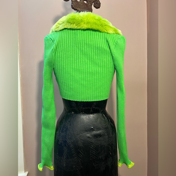 Urban Outfitters Izzy Faux Fur Cropped Cardigan in Pink & Green lot of 2 Size S - Picture 5 of 15